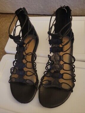 Call It Spring Black Lace-Up Gladiator Sandals Size 8
